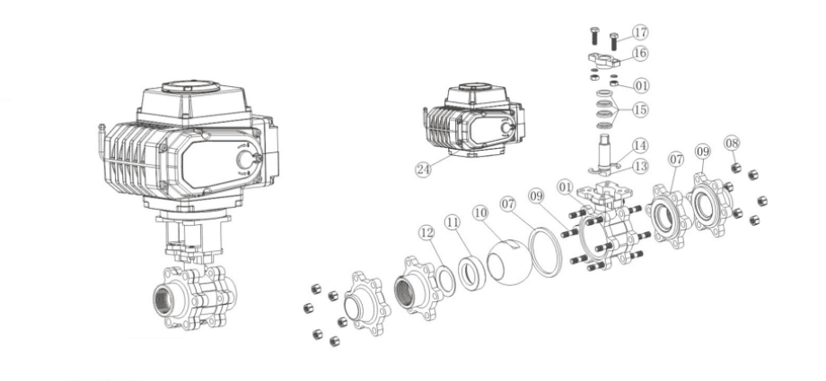 液氨防爆電動(dòng)切斷球閥結(jié)構(gòu)圖